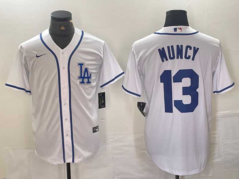 Mens Los Angeles Dodgers #13 Max Muncy White Cool Base Stitched Baseball Jersey->los angeles dodgers->MLB Jersey